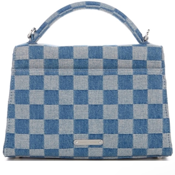 Rebecca Minkoff Lou Top Handle Denim Crossbody Bag in Light Blue/Dark Blue NWOT - Picture 9 of 9